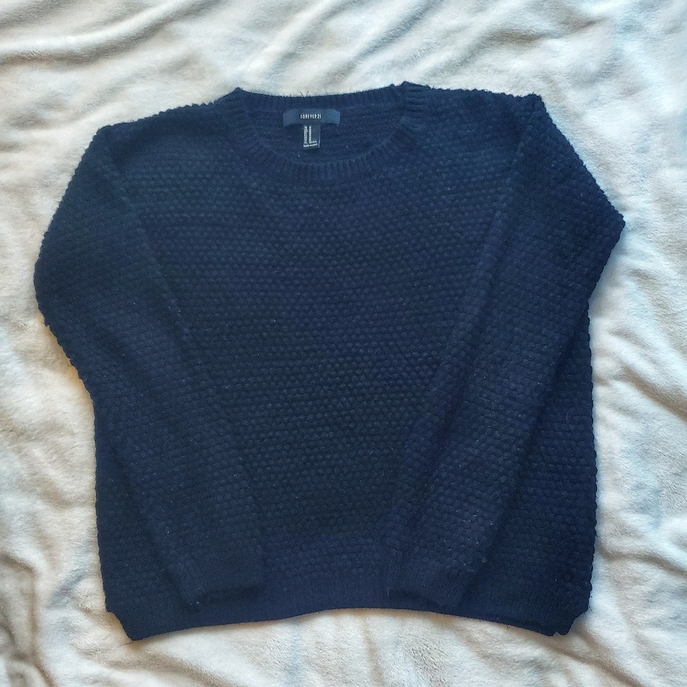Forever 21 Black Textured Sweater Sz M